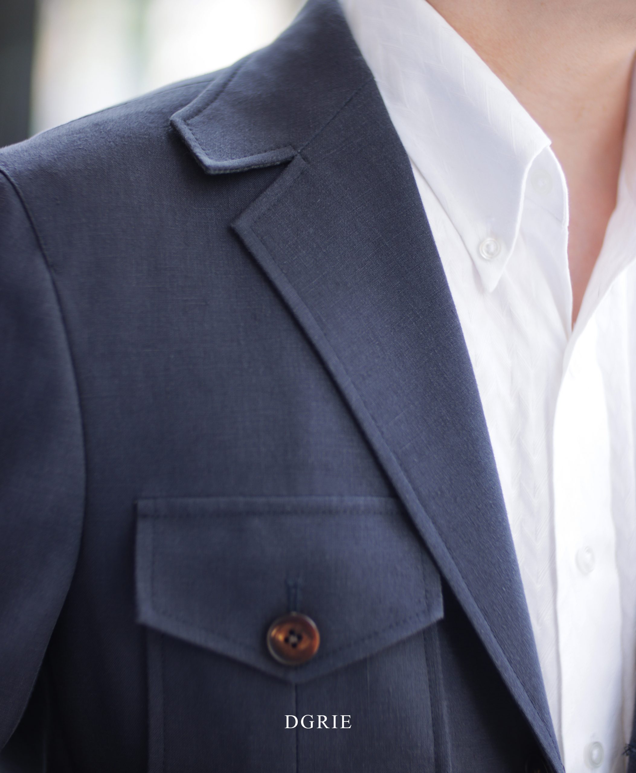 DGRIE Solbiati - Art Du Lin - Navy-Grey Safari Jacket