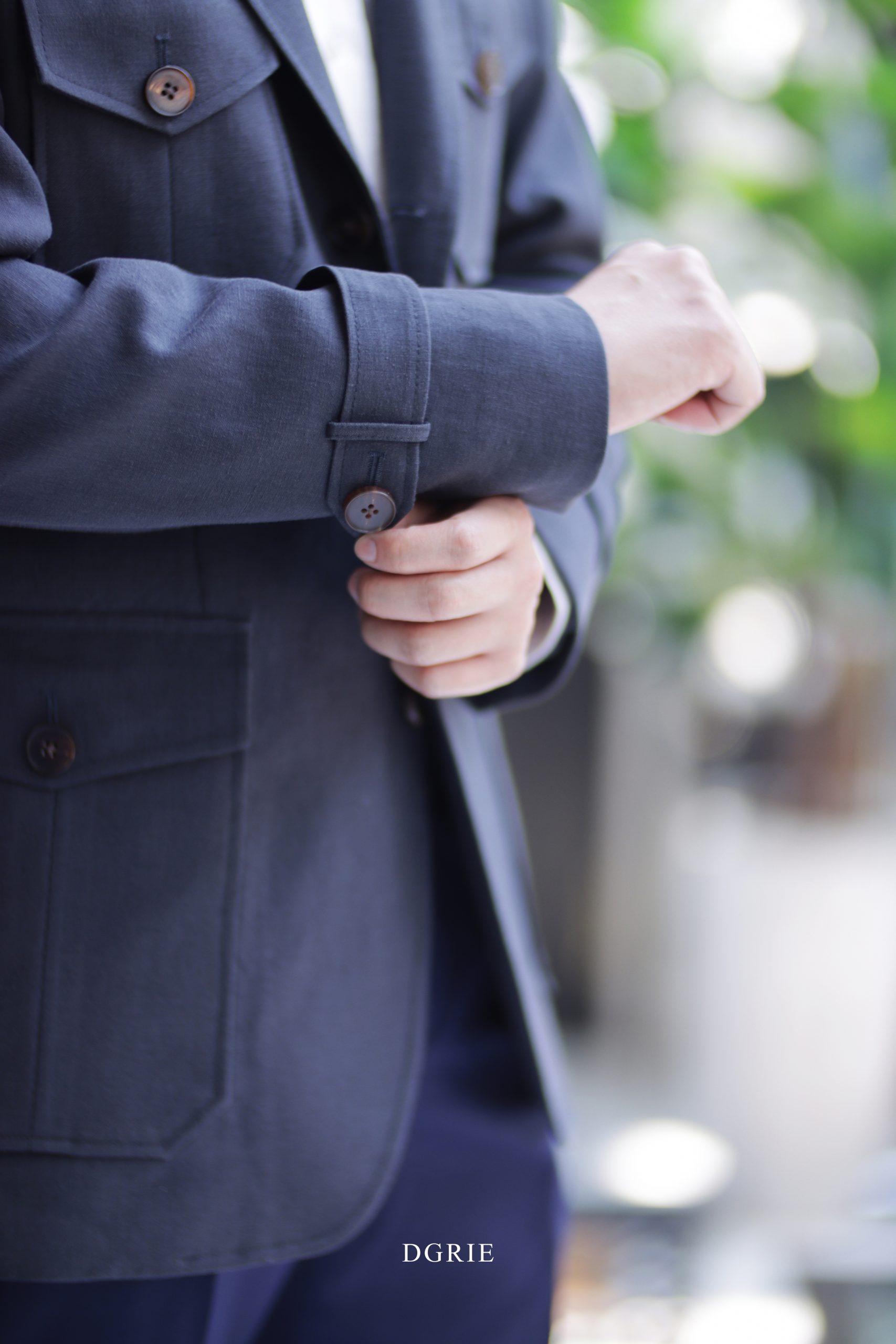 DGRIE Solbiati - Art Du Lin - Navy-Grey Safari Jacket