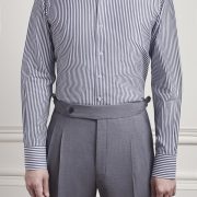 Navy & White Hidden Button Spread Collar Shirt