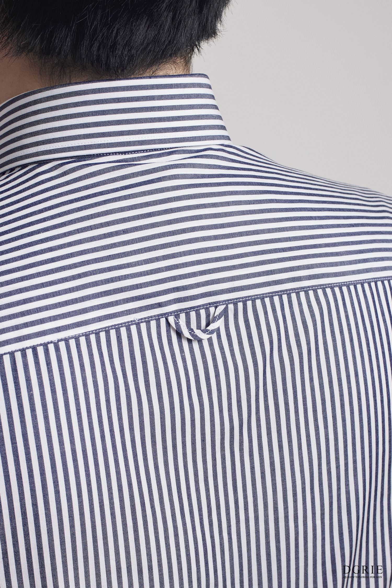 Navy & White Hidden Button Spread Collar Shirt