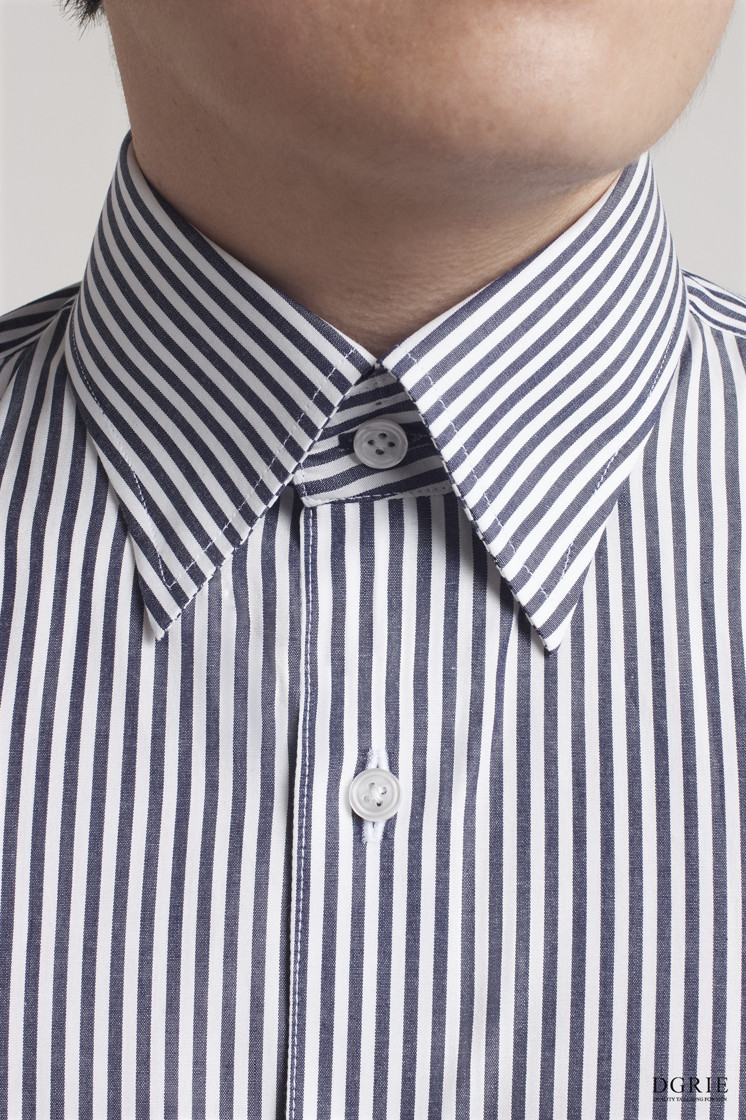 Navy & White Hidden Button Spread Collar Shirt