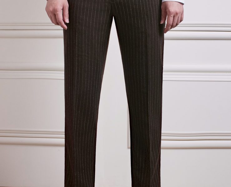 Carmel Brown Pin-Stripe 1.2cm Wool Pants