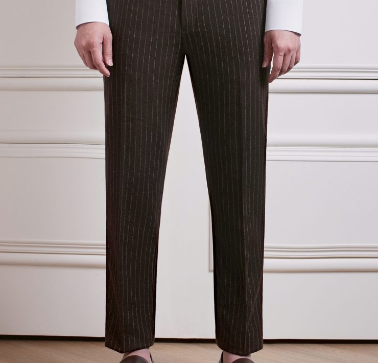 Carmel Brown Pin-Stripe 1.2cm Wool Pants