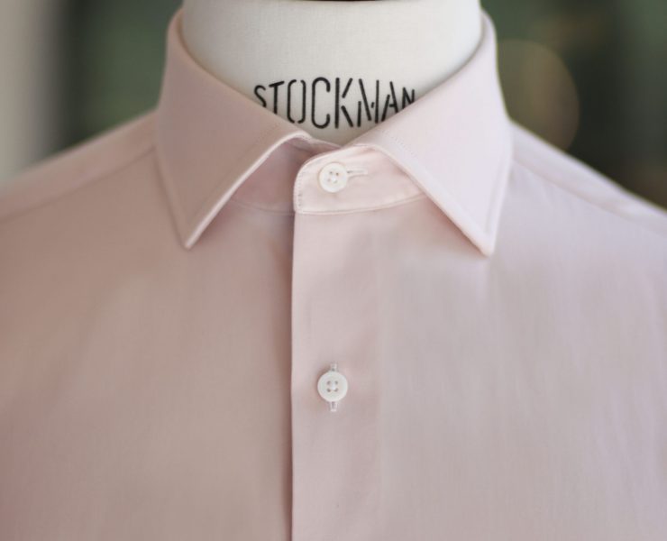 เสื้อเชิ้ตสีชมพูอ่อน DGRIE Pale Pink Edge Spread Collar Shirts