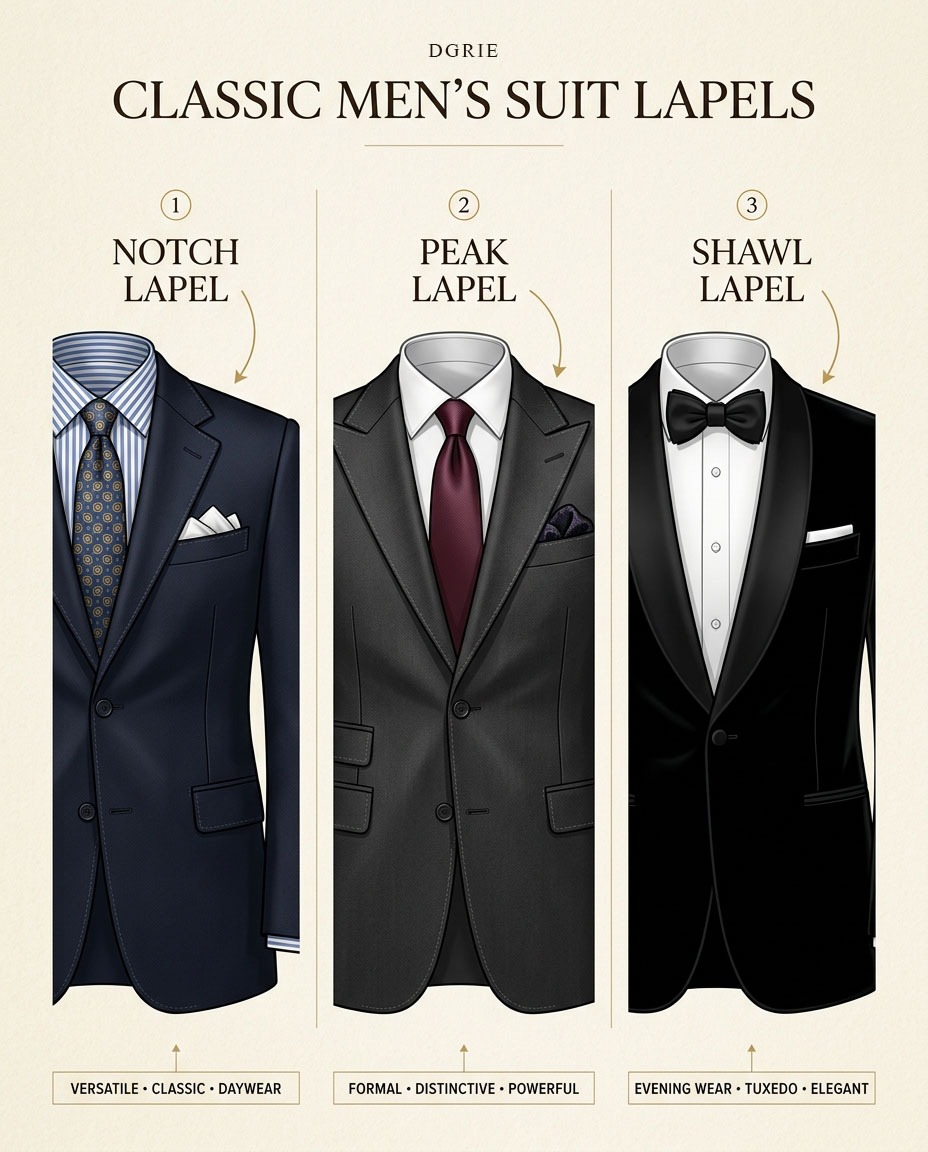 DGRIE - Get to Know the Suit Lapel - 3 Classic Styles 4 DGRIE - Get to Know the Suit Lapel - 3 Classic Styles
