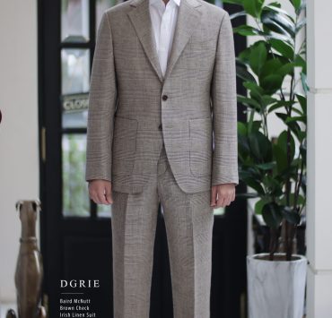 Baird McNutt Natural Brown Check Irish Linen Suits