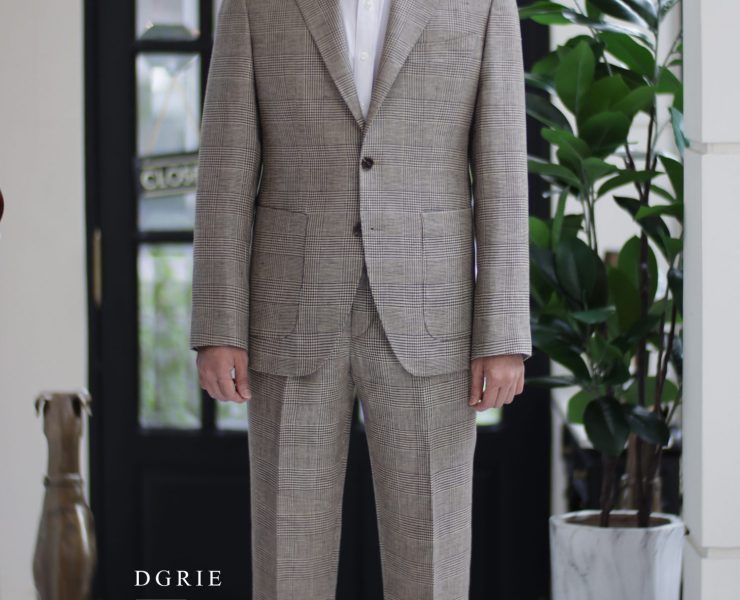 Baird McNutt Natural Brown Check Irish Linen Suits
