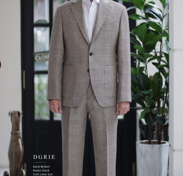 Baird McNutt Natural Brown Check Irish Linen Suits 22 Baird McNutt Natural Brown Check Irish Linen Suits