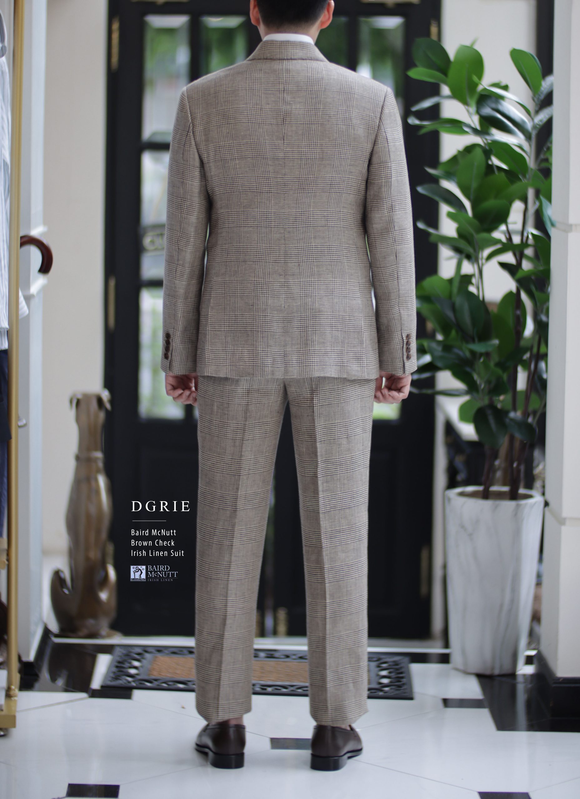 Baird McNutt Natural Brown Check Irish Linen Suits
