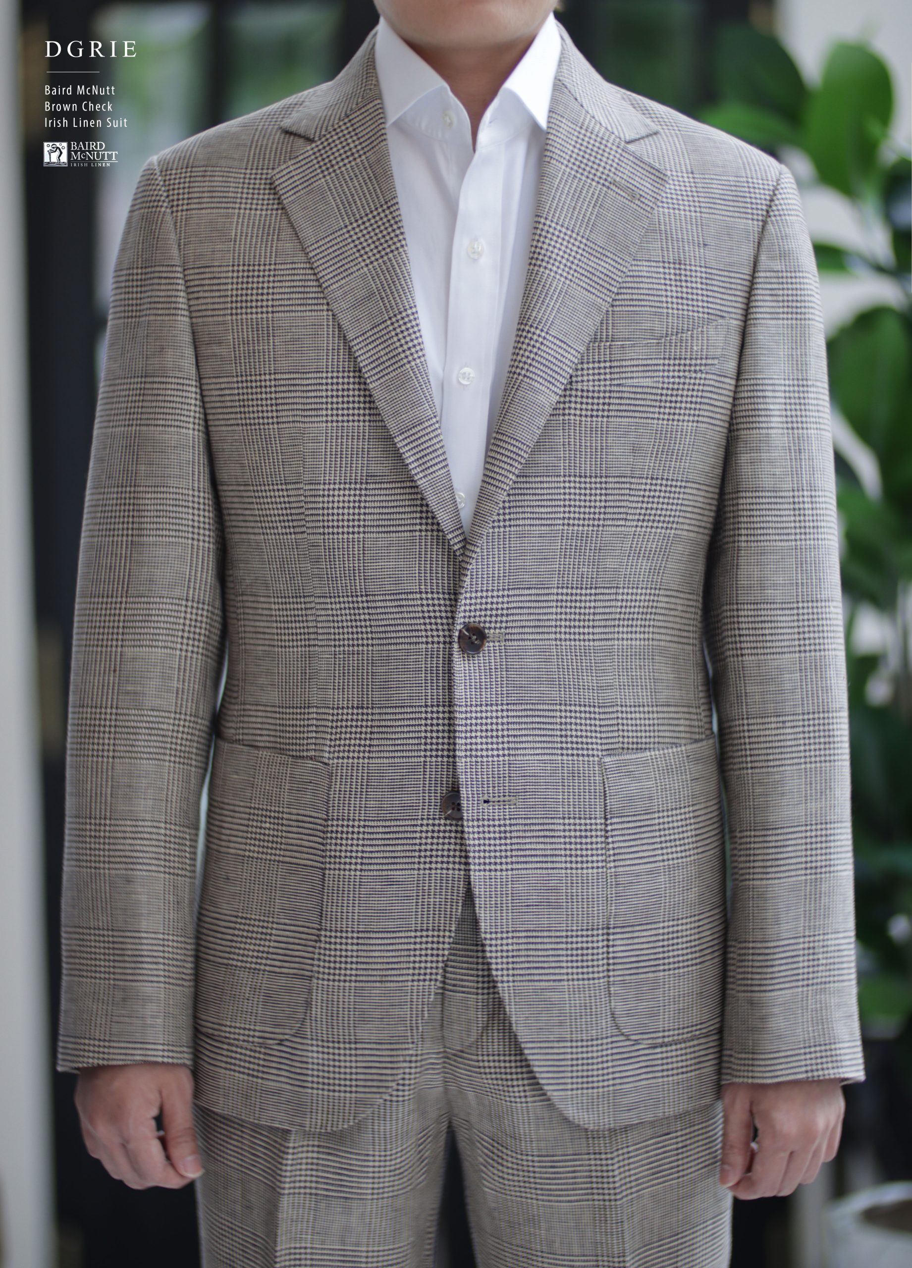 Baird McNutt Natural Brown Check Irish Linen Suits