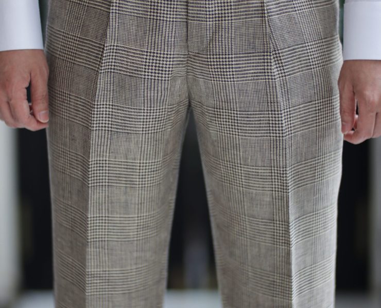 Baird McNutt Natural Brown Check Irish Linen Suits