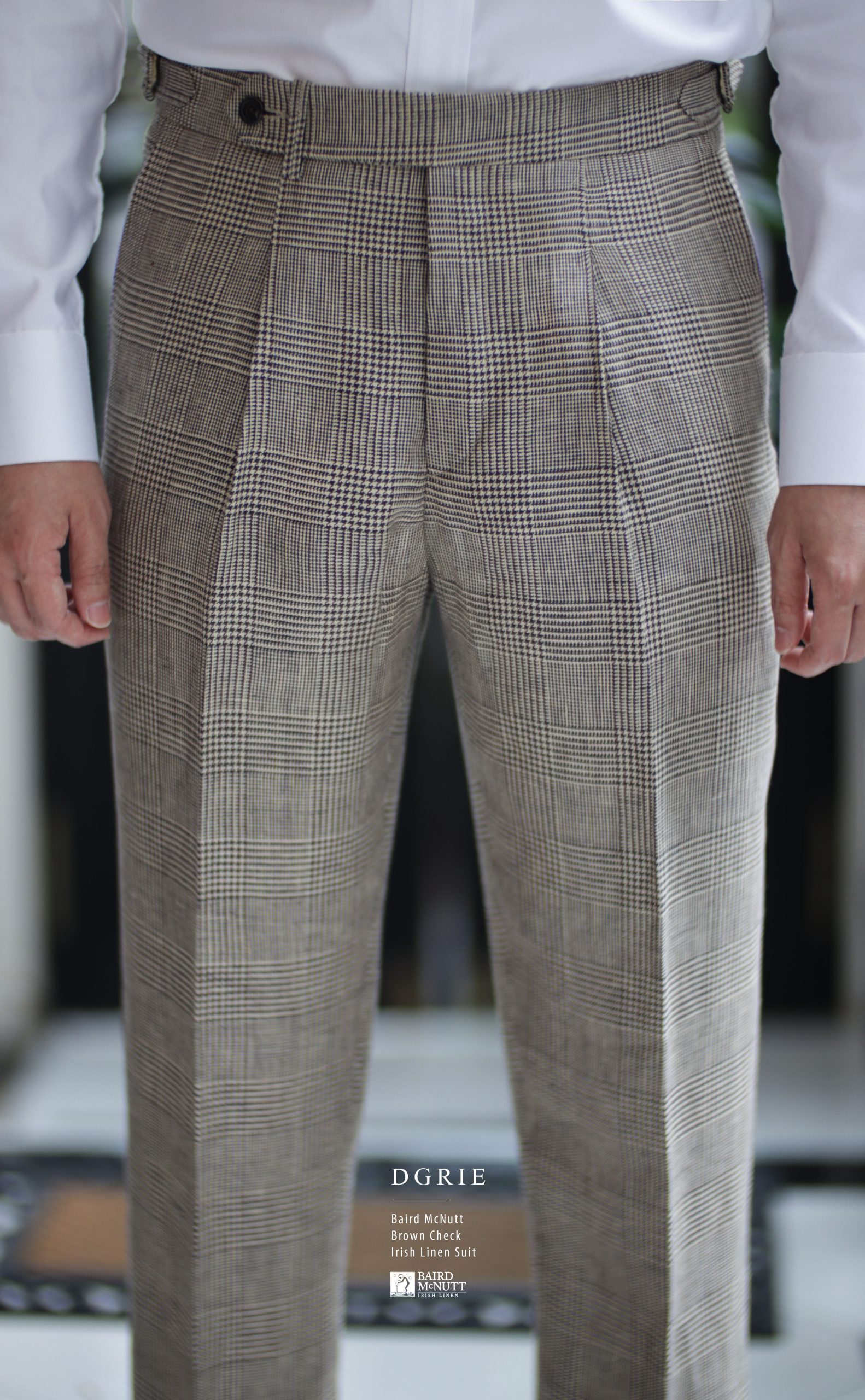 Baird McNutt Natural Brown Check Irish Linen Suits