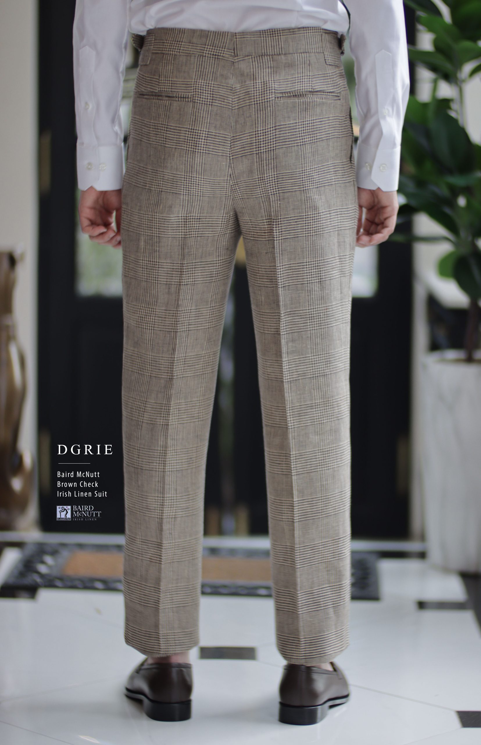 DGRIE - Baird McNutt Natural Brown Check Half Lining Irish Linen Pants 5 DGRIE - Baird McNutt Natural Brown Check Half Lining Irish Linen Pants