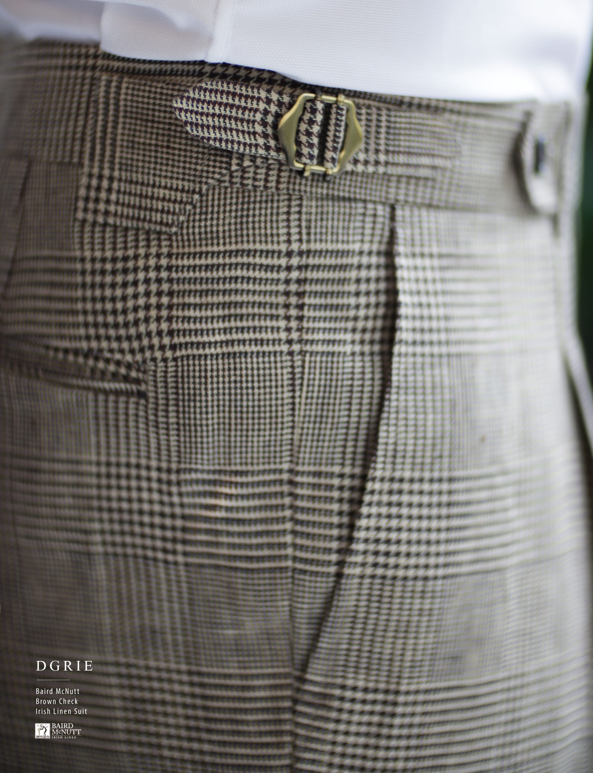 DGRIE - Baird McNutt Natural Brown Check Half Lining Irish Linen Pants 6 DGRIE - Baird McNutt Natural Brown Check Half Lining Irish Linen Pants
