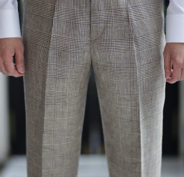 DGRIE - Baird McNutt Natural Brown Check Half Lining Irish Linen Pants