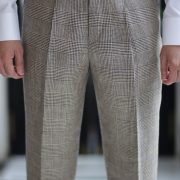 DGRIE - Baird McNutt Natural Brown Check Half Lining Irish Linen Pants