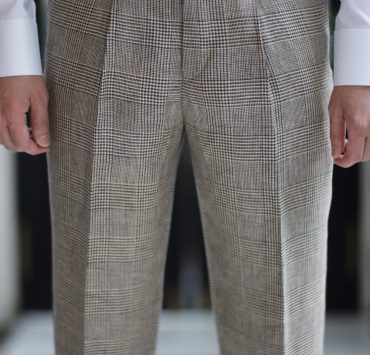 DGRIE - Baird McNutt Natural Brown Check Half Lining Irish Linen Pants