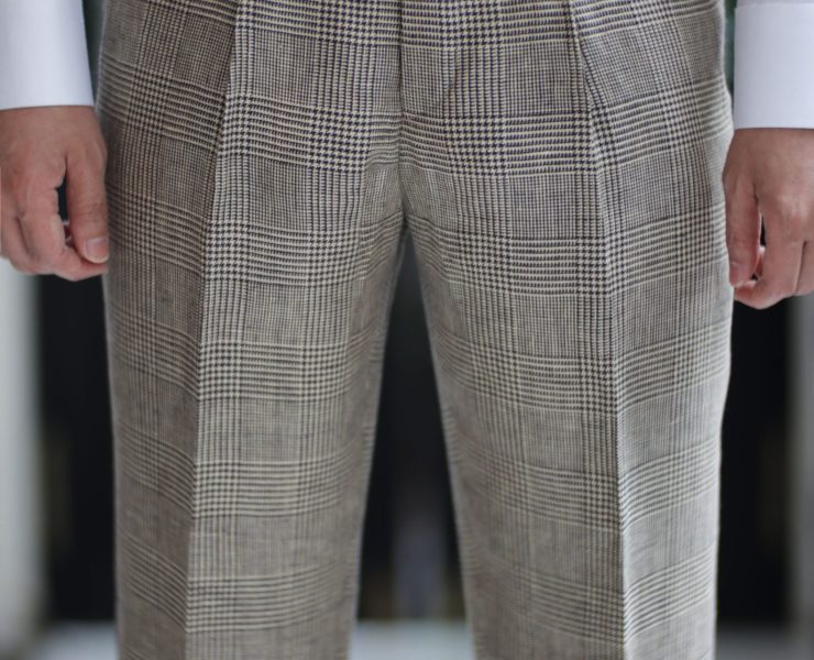 DGRIE - Baird McNutt Natural Brown Check Half Lining Irish Linen Pants