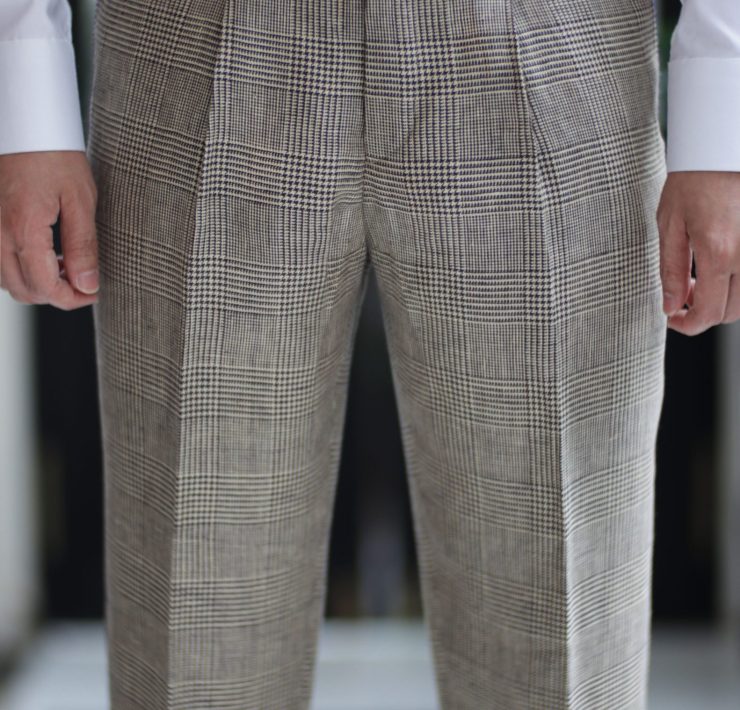 DGRIE - Baird McNutt Natural Brown Check Half Lining Irish Linen Pants 16 DGRIE - Baird McNutt Natural Brown Check Half Lining Irish Linen Pants