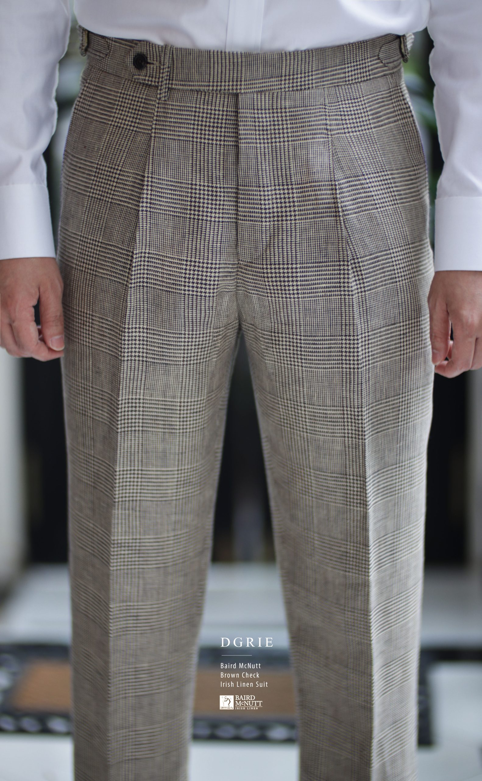 DGRIE - Baird McNutt Natural Brown Check Half Lining Irish Linen Pants 7 DGRIE - Baird McNutt Natural Brown Check Half Lining Irish Linen Pants