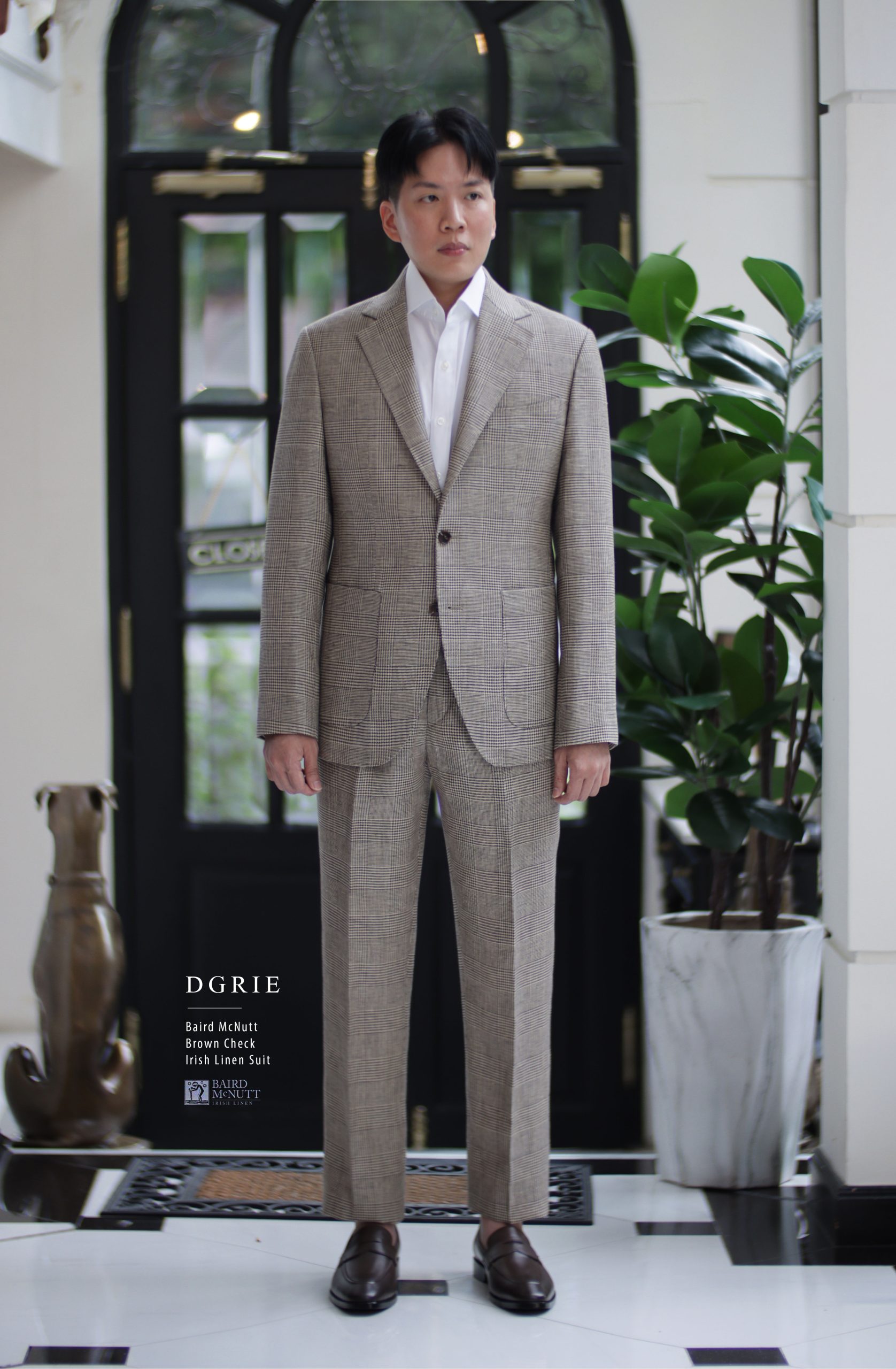 DGRIE - Baird McNutt Natural Brown Check Half Lining Irish Linen Pants 9 DGRIE - Baird McNutt Natural Brown Check Half Lining Irish Linen Pants