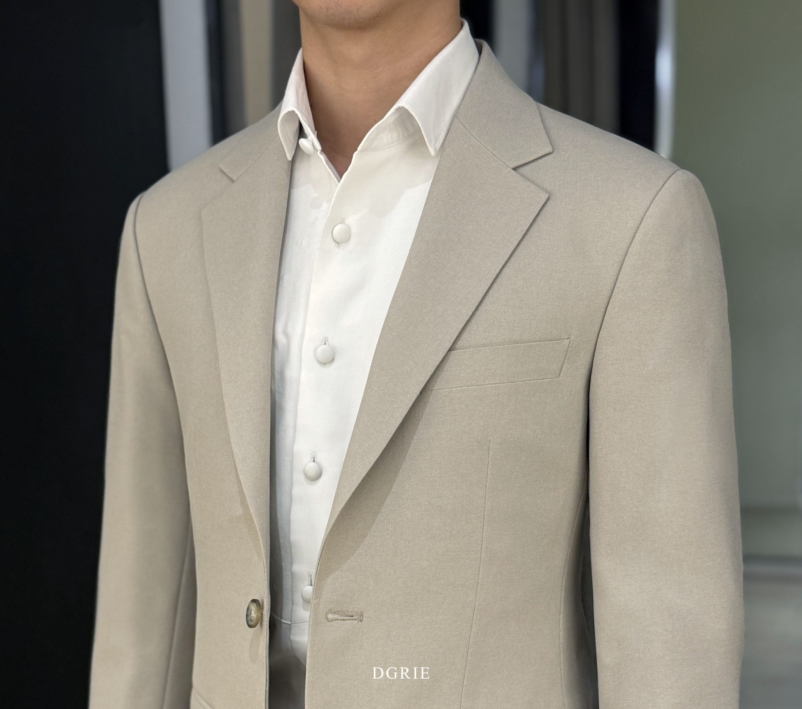 DGRIE Classic Notch Lapel Beige Suits