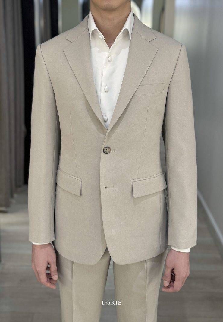 DGRIE Classic Notch Lapel Beige Suits