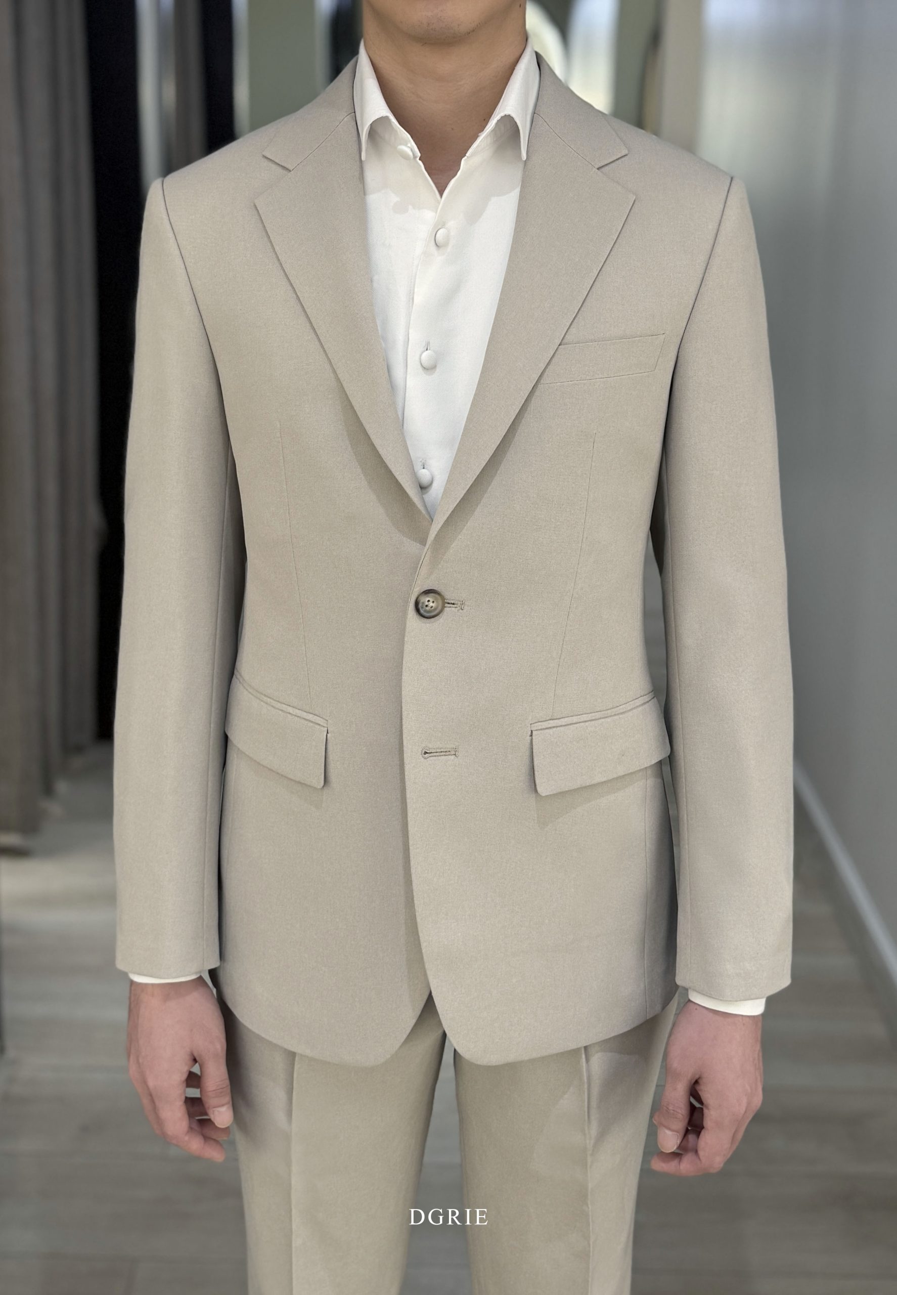 DGRIE Classic Notch Lapel Beige Suits