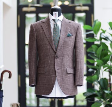 DGRIE Italy Check Irish Linen Roped Shoulder Suits