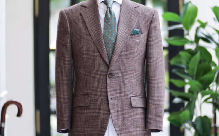 DGRIE Italy Check Irish Linen Roped Shoulder Suits