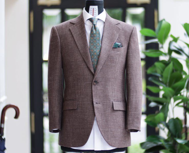 DGRIE Italy Check Irish Linen Roped Shoulder Suits