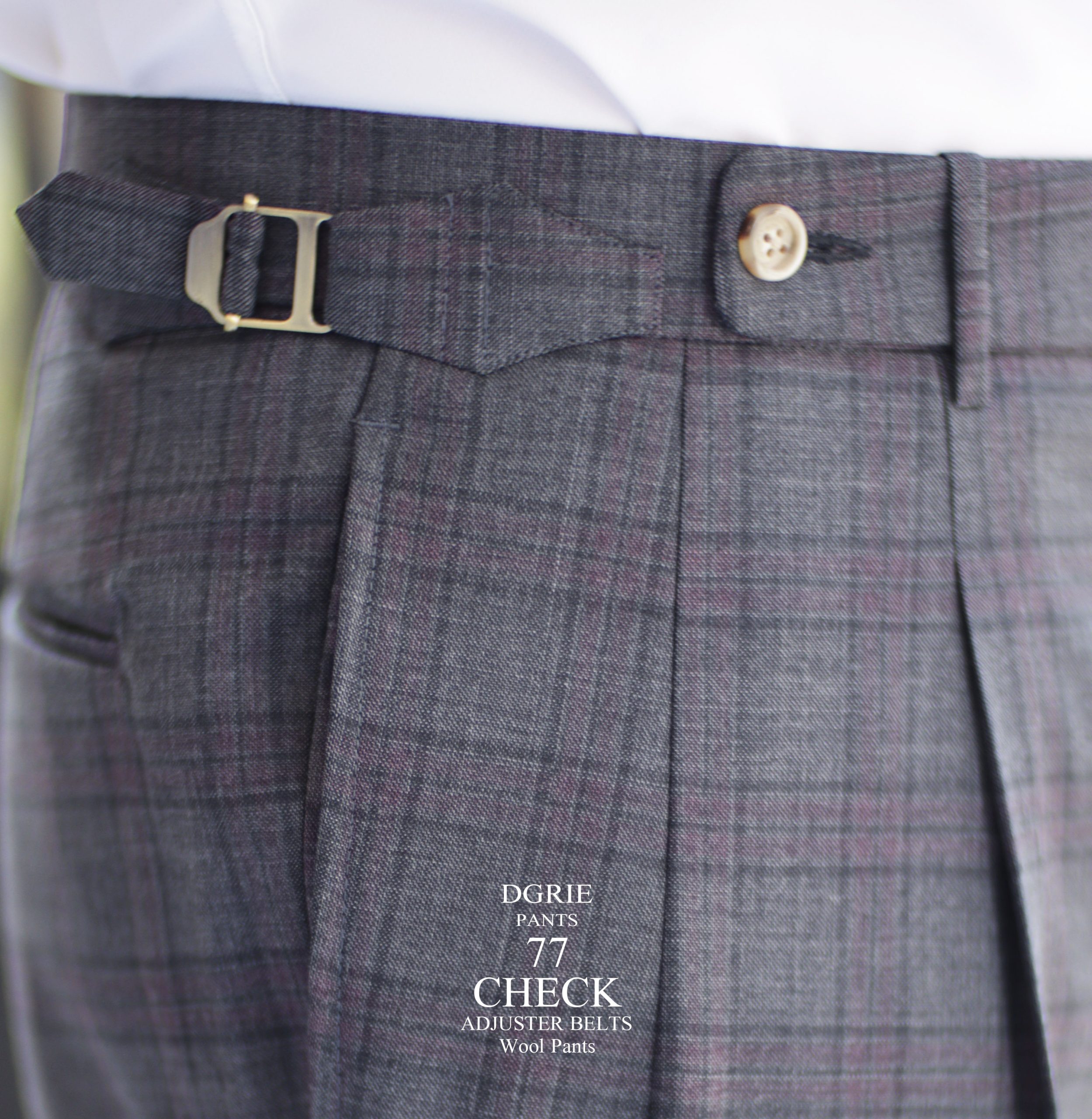 DGRIE PANTS 77 - Check Adjuster Belts Wool Pants
