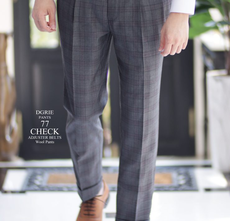DGRIE PANTS 77 - Check Adjuster Belts Wool Pants
