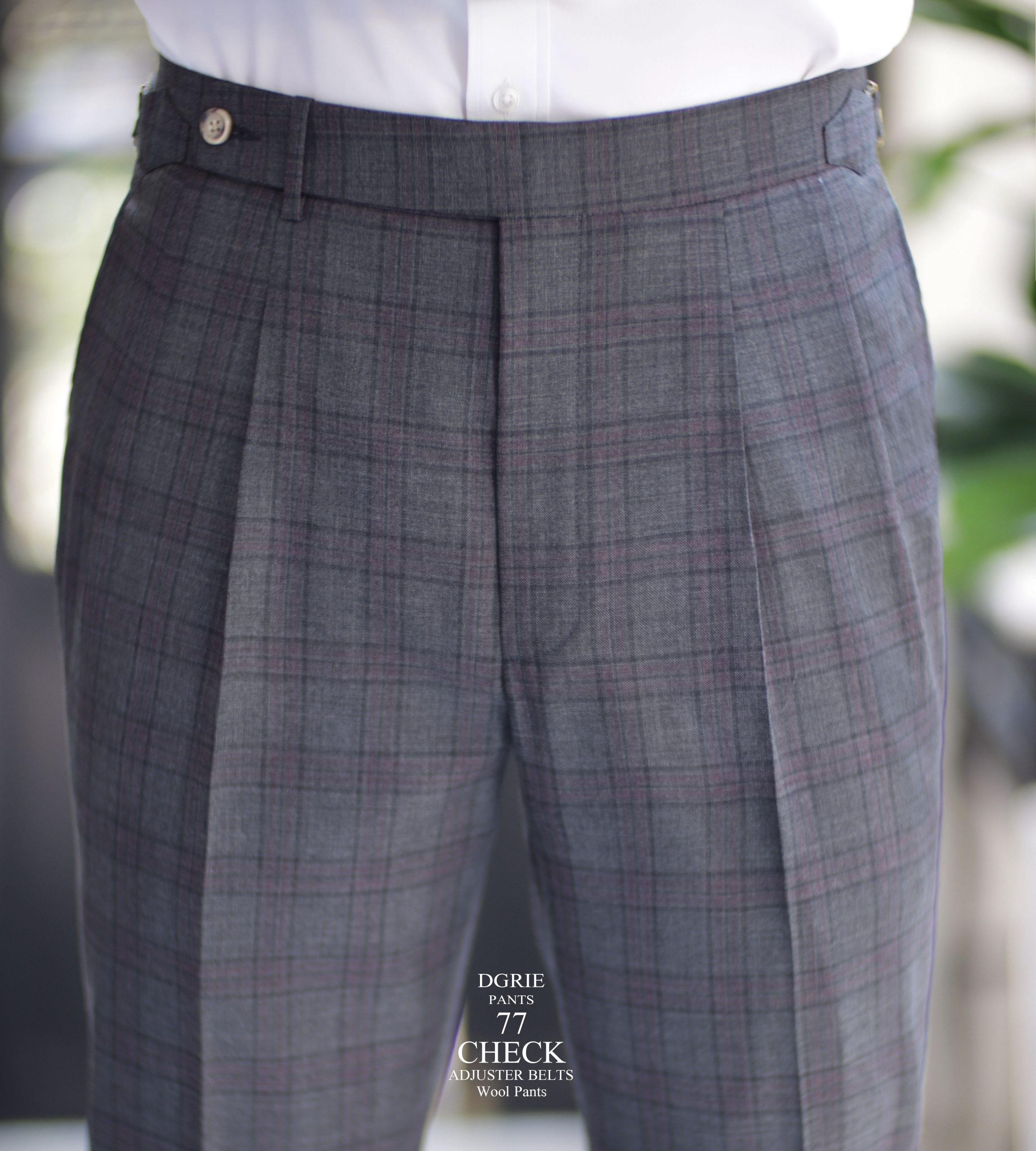DGRIE PANTS 77 - Check Adjuster Belts Wool Pants