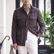 Safari Wool-Cashmere Earth Tone Two-Way Zipper Jacket