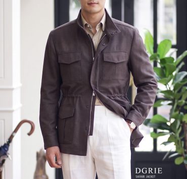 Safari Wool-Cashmere Earth Tone Two-Way Zipper Jacket