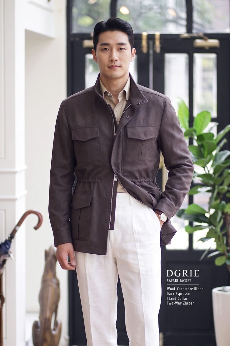Safari Wool-Cashmere Earth Tone Two-Way Zipper Jacket