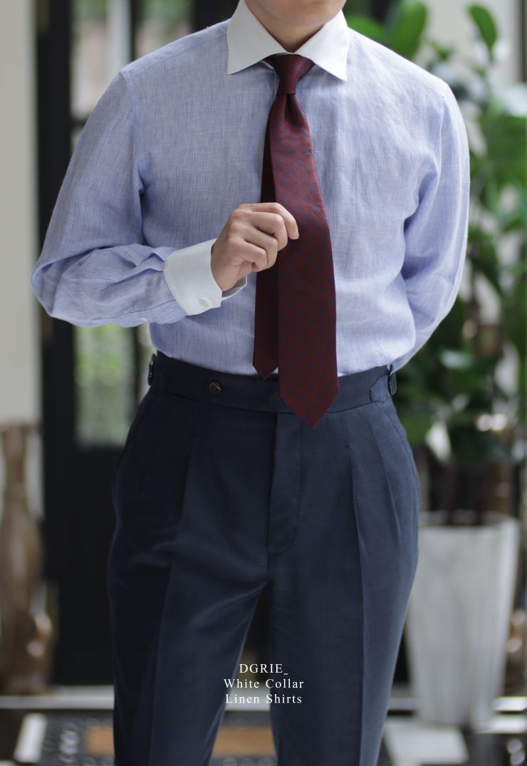 Classic White Collar Linen Shirt (Fully Spread)