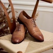 Veg Tan Round Cap Toe Oxford Shoes