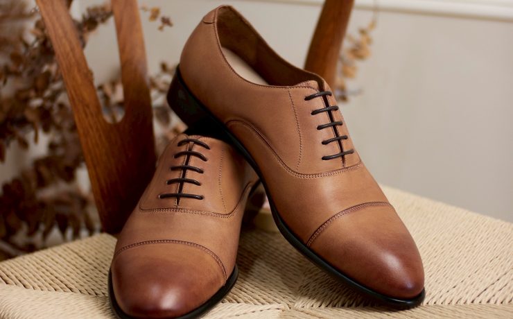 Veg Tan Round Cap Toe Oxford Shoes