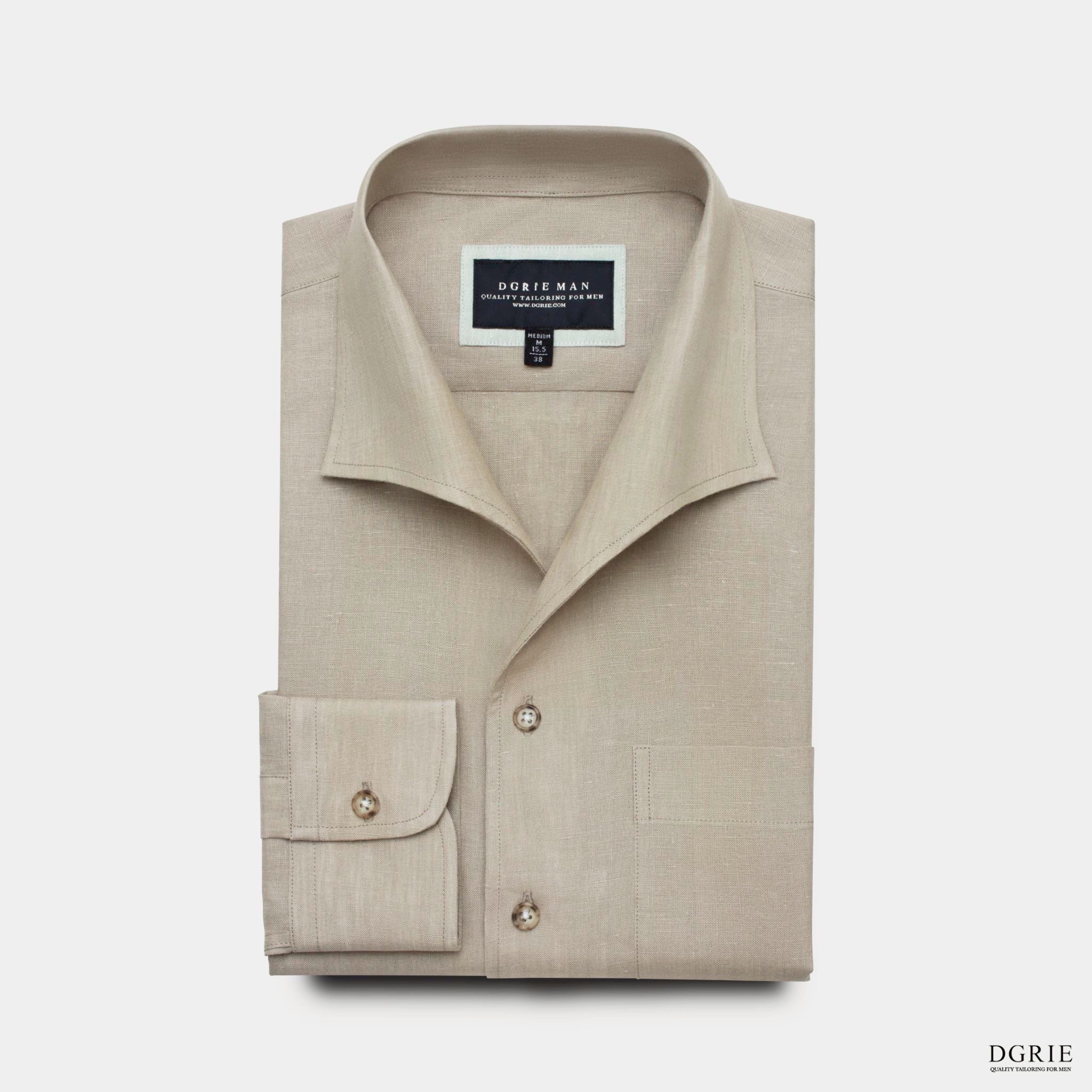 Tencel Linen Beige One-Piece Collar Shirt - DGRIE 7 Tencel Linen Beige One-Piece Collar Shirt - DGRIE