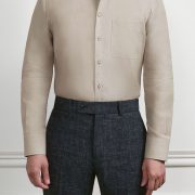 Tencel Linen Beige One-Piece Collar Shirt - DGRIE