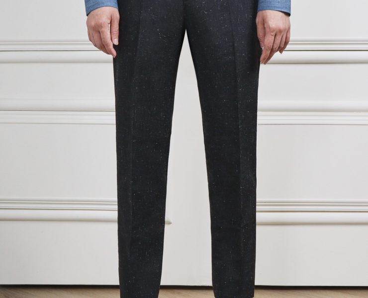 Black Blend Wool & Linen Pants - DGRIE