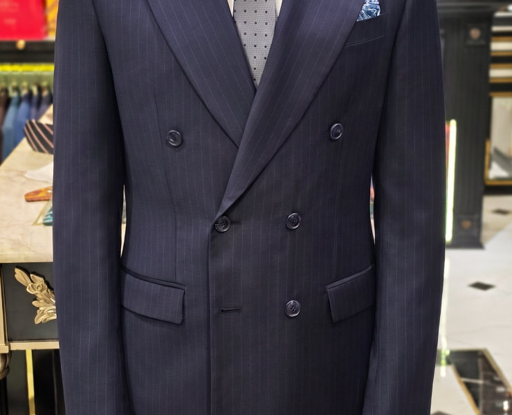 ตัดสูท DGRIE Navy Pin-Stripe Double-Breasted Suit