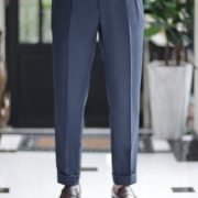 DGRIE PANTS 79: Navy Grey Adjuster Wool Pants