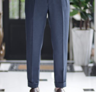 DGRIE PANTS 79: Navy Grey Adjuster Wool Pants
