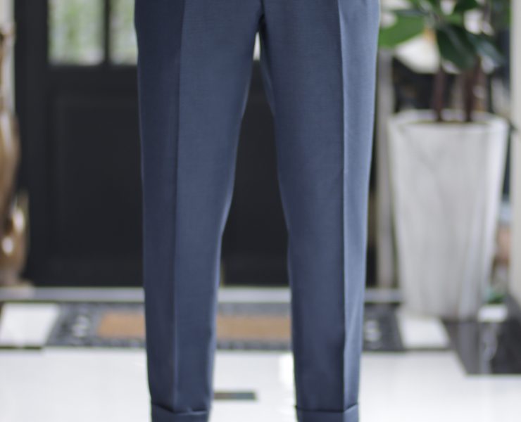 DGRIE PANTS 79: Navy Grey Adjuster Wool Pants