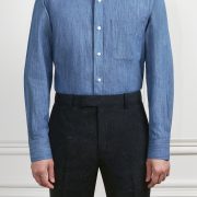 เสื้อเชิ้ตยีนส์ The Sovereign Extreme Curved Blue Denim Shirt