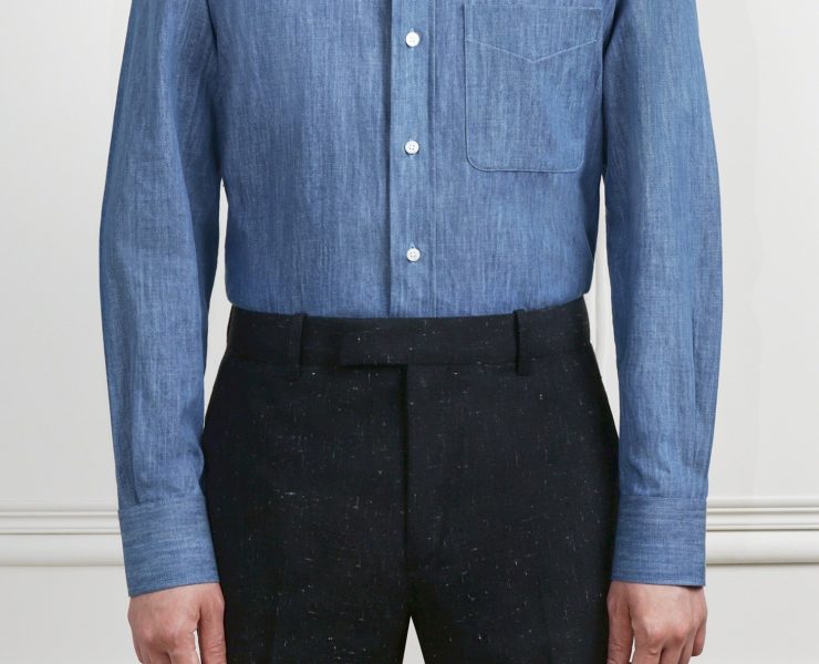 เสื้อเชิ้ตยีนส์ The Sovereign Extreme Curved Blue Denim Shirt