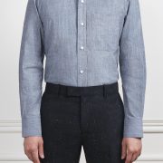 เสื้อเชิ้ตเดนิม The Sovereign Extreme Curved Charcoal Blue Denim Shirt- DGRIE